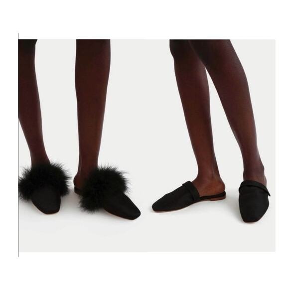 Sleeper Women's Black Manon Detachable Feathers Mules Slippers Shoes Size 37 - Picture 1 of 7